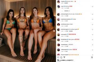 米利唐妻子晒与多名女子泳装,维尼修斯点赞并评论:美好生活😍